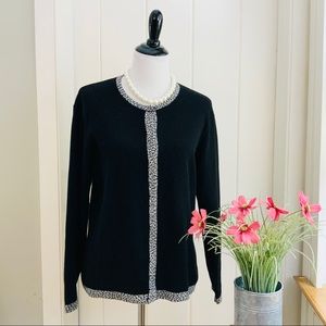 TALBOTS Black Made in Italy 100% Cotton Cardigan